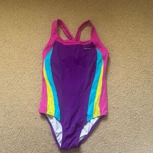Speedo Multicolor Swimsuit with Pink, Purple, and Yellow